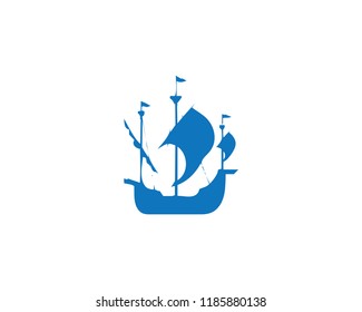 Ship logo, nautical sailing boat icon vector design