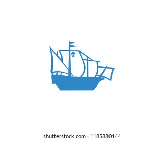 Ship logo, nautical sailing boat icon vector design