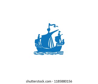 Ship logo, nautical sailing boat icon vector design