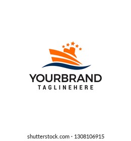 Ship logo, nautical sailing boat logo design concept template