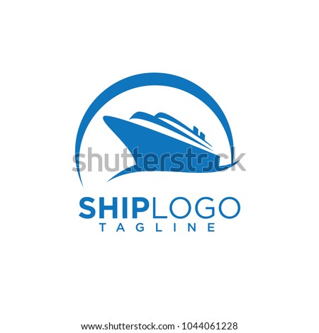 Ship logo, nautical sailing boat icon vector design