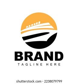 Ship Logo, Ocean Transport Vector, And Cruise Ship, Cargo, Logistics, Sailing School, Speedboat