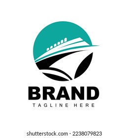 Ship Logo, Ocean Transport Vector, And Cruise Ship, Cargo, Logistics, Sailing School, Speedboat