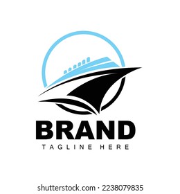 Ship Logo, Ocean Transport Vector, And Cruise Ship, Cargo, Logistics, Sailing School, Speedboat