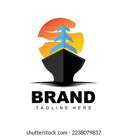 Ship Logo, Ocean Transport Vector, And Cruise Ship, Cargo, Logistics, Sailing School, Speedboat