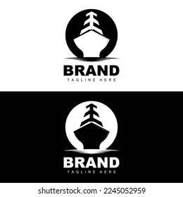 Ship Logo, Ocean Transport Vector, And Cruise Ship, Cargo, Logistics, Sailing School, Speedboat