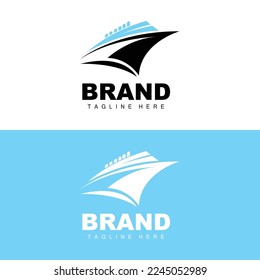 Ship Logo, Ocean Transport Vector, And Cruise Ship, Cargo, Logistics, Sailing School, Speedboat