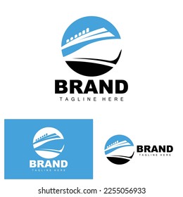 Ship Logo, Ocean Transport Vector, And Cruise Ship, Cargo, Logistics, Sailing School, Speedboat
