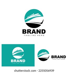 Ship Logo, Ocean Transport Vector, And Cruise Ship, Cargo, Logistics, Sailing School, Speedboat
