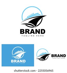 Ship Logo, Ocean Transport Vector, And Cruise Ship, Cargo, Logistics, Sailing School, Speedboat