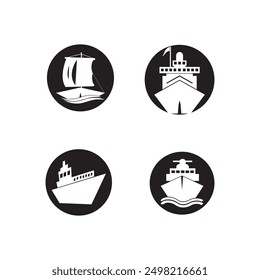 Ship Logo, Ocean Transport Vector, And Cruise Ship, Cargo, Logistics, Sailing School, Speedboat