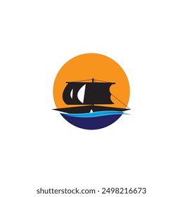 Schiffslogo, Seeverkehr, Vektor und Kreuzfahrtschiff, Fracht, Logistik, Segelschule, Schnellboot