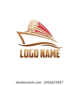logo y podcast del barco, vector del barco