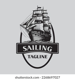 ship logo , sailboat logo vector