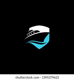 ship logo shield blue white
