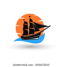 Ship logo trendy illustration design.