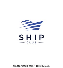 ship logo vector abstract modern simple designs with blue color and white background