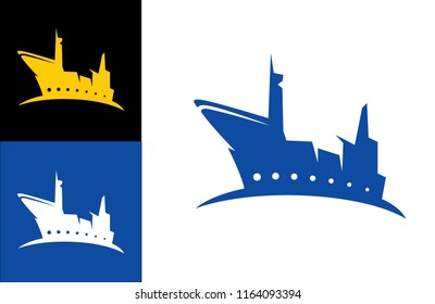 Ship Logo vector boat Sailing ship illustration on light background sign globe