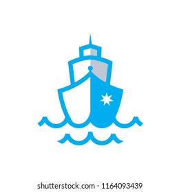 Ship Logo vector boat Sailing ship illustration on light background sign globe