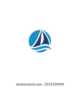 Vector del logotipo del barco, diseño de la ilustración del icono del Vector de la Plantilla del logotipo del crucero, logística y entrega expresa del barco, diseño del logotipo del servicio