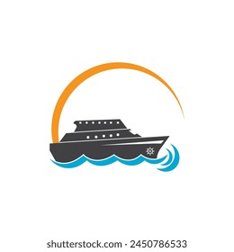 Ship logo vector flat design