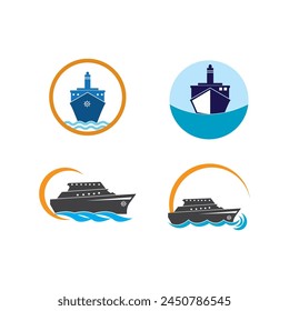 Ship logo vector flat design