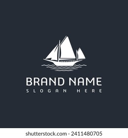 ship logo vintage vector illustration template icon. retro marine boat sign or symbol for travel business