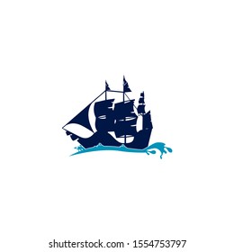 A ship with many sails on it.