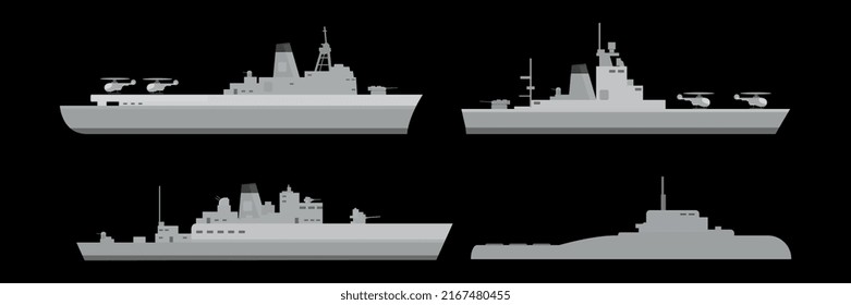 Ship and marine boat set