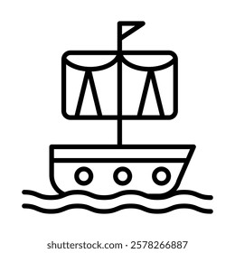 Ship Mast Vector Line Icon Design