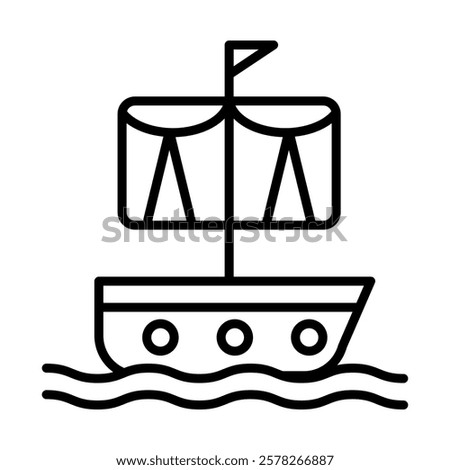 Ship Mast Vector Line Icon Design