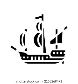 Schiff mittelalterliche Glyph-Symbol Vektor. mittelalterliches Zeichen des Schiffes. isoliertes Kontursymbol