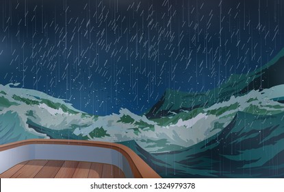 The Ship Was In The Middle Of A Storm In The Sea.