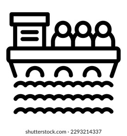 Ship migration icon outline vector. Migrant people. Seeker help