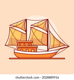 Ship Model in Flat Design illustration
