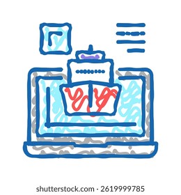 ship modeling computer program doodle icon sketch vector. ship modeling computer program sign. isolated symbol illustration