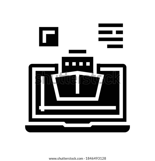 ship modeling computer program glyph icon\
vector. ship modeling computer program sign. isolated contour\
symbol black illustration