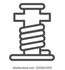 Ship mooring pillar line icon, marine port concept. Vector graphics. Pipe pole with rope sign on white background, outline style icon for mobile or web design