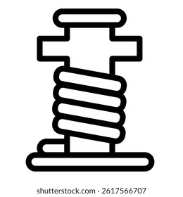 Ship mooring pillar line icon, marine port concept. Vector graphics. Pipe pole with rope sign on white background, style mobile or design