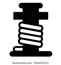 Ship mooring pillar solid icon, marine port concept. Vector graphics. Pipe pole with rope sign on white background, style mobile or design