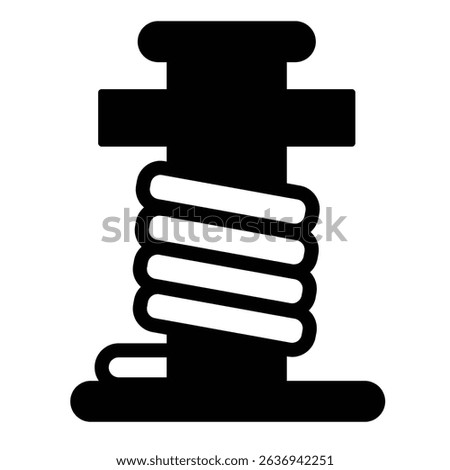 Ship mooring pillar solid icon, marine port concept. Vector graphics. Pipe pole with rope sign on white background, style mobile or design