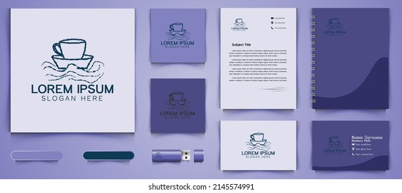 ship, mug, coffee shop logo and business branding template Designs Inspiration Isolated on White Background