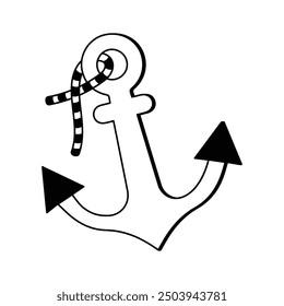 Ship nautical equipment, modern icon of anchor, anchor hook