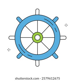 Ship Navigation Steering Helm Vector Icon Design