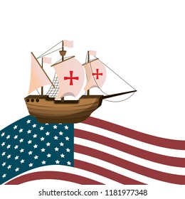 ship navigation transport with usa flag