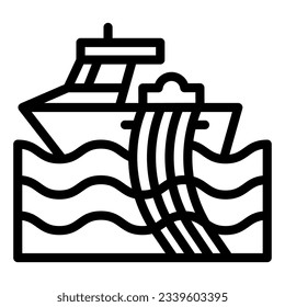 Enviar con el icono de línea de red. Ilustración del buque de pesca aislada en blanco. Diseño de estilo de contorno de arrastre, diseñado para web y aplicación. Eps 10