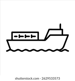 Design des Schiffsobjektsymbols schwarz-weiß mit fettgedrucktem Umriss 