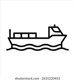 Schiffsobjektsymbol modernes Kunstdesign schwarz-weiß mit fettgedrucktem Umriss 