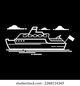 ship in the ocean, icon and logo