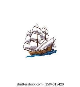 Ship with ocean liner vector.illustration